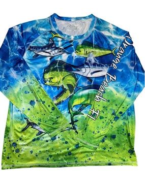 Alvin’s Island Men’s XXL Orange Beach FL UPF 50 Fishing Performance Shirt
